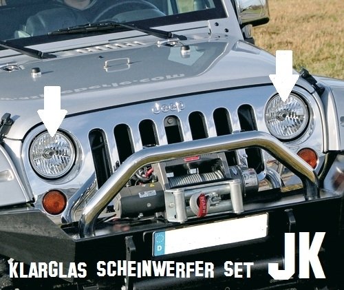 Klarglas-Scheinwerfer-Set H4 Jeep Wrangler JK, mit TÜV!