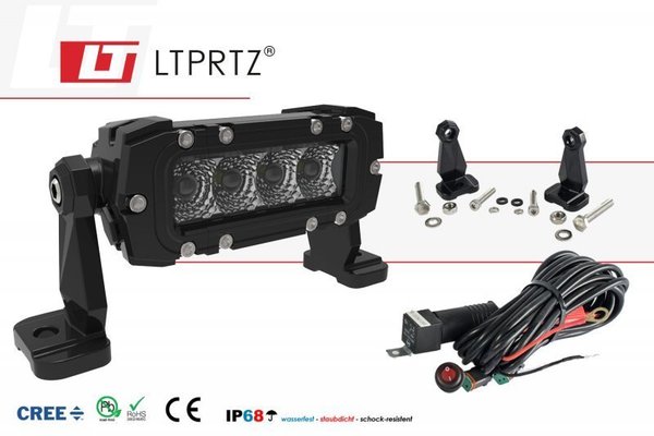 LTPRTZ® LED 20W Lichtbalken 4" Spot 10° 2200LM 9-32V einreihig