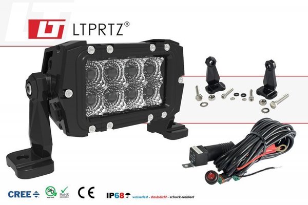 LTPRTZ® LED 24W Lichtbalken 4" Spot 10° 2560LM 9-32V zweireihig