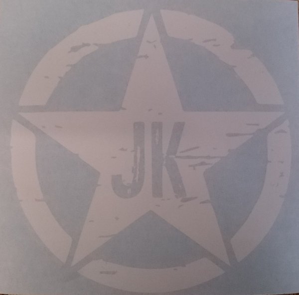 "Invasion Star" Vintage JK, Farbe: weiß, Ø 160 mm, Folie geplottet.