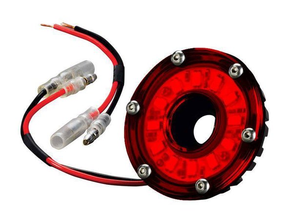 KC Cyclone LED-Bremsleuchte Ø 2" ca 50mm z.B. für Einbau in Radnabe, Rot, IP68, ohne E-Zulassung!
