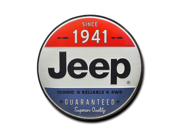 Blechschild Jeep® "Since 1941" Durchmesser: ca. 300 mm, Farbe Rot/Blau/Weiß