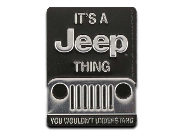 Magnet-Pin "It's a Jeep thing..." Format: ca. 60 x 80 mm, Schwarz/Silber