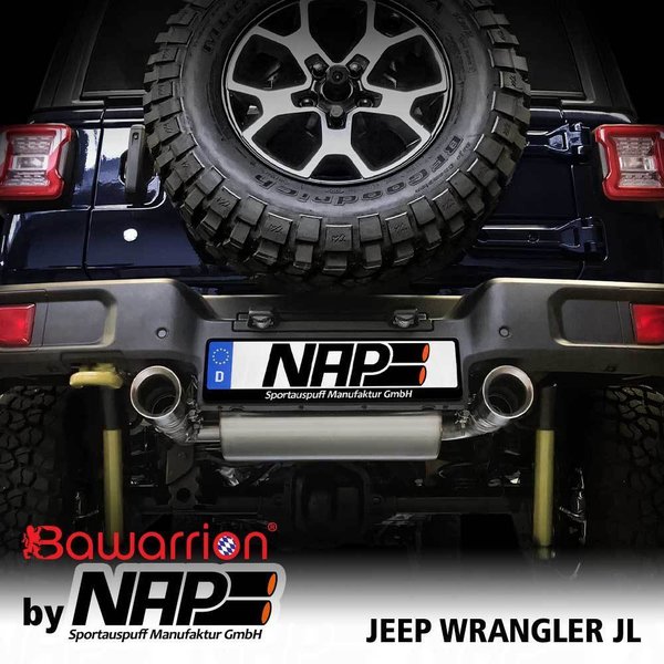 BAWARRION NAP Doppelrohr-Klappenauspuffanlage für Jeep Wrangler JL 2.0 L 4-türer (ab Bj.2018)