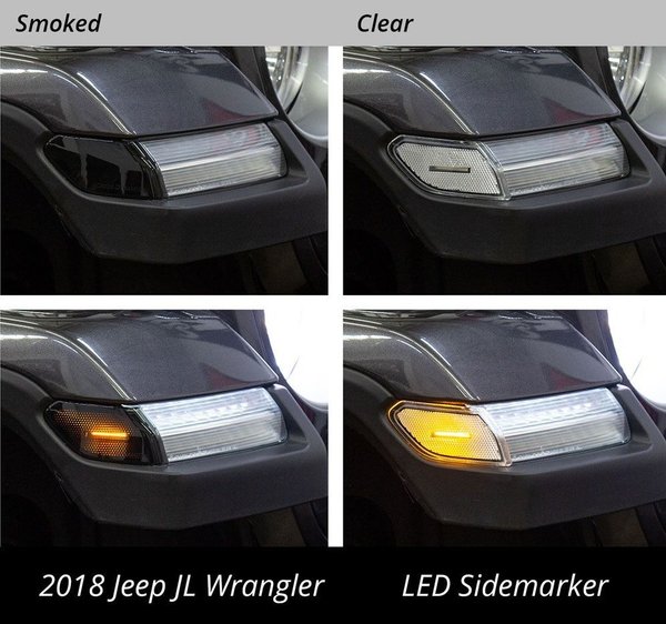 LED Sidemarkers Begrenzungsleuchten Set vorne seitlich Smoked (Grau) für Jeep JL/JT (ab Bj.18)